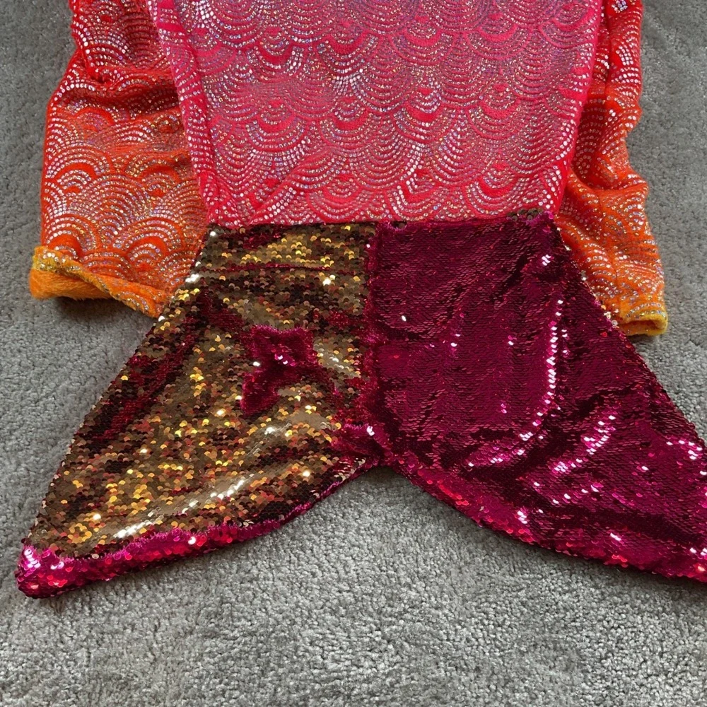Mermaid Tail Blanket Wearable Cozy Fleece Sequin‎ Orange Pink Fun Throw